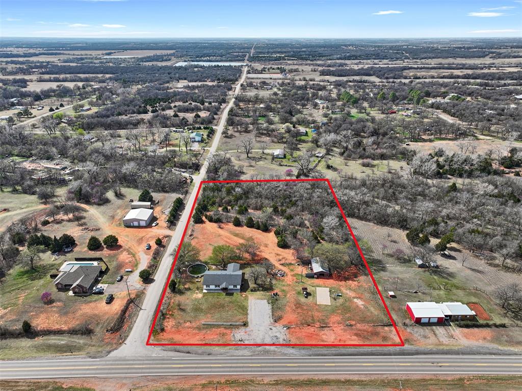 Tessa Hood Realtor – Aerial view of 5 acre property along State Hwy 76 in Blanchard Oklahoma